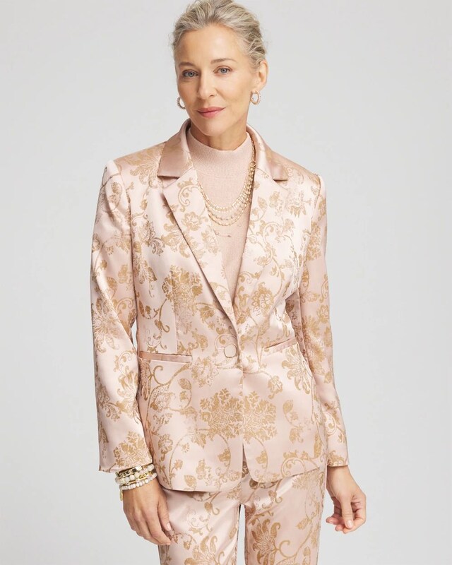 Satin Jacquard Blazer - image 1
